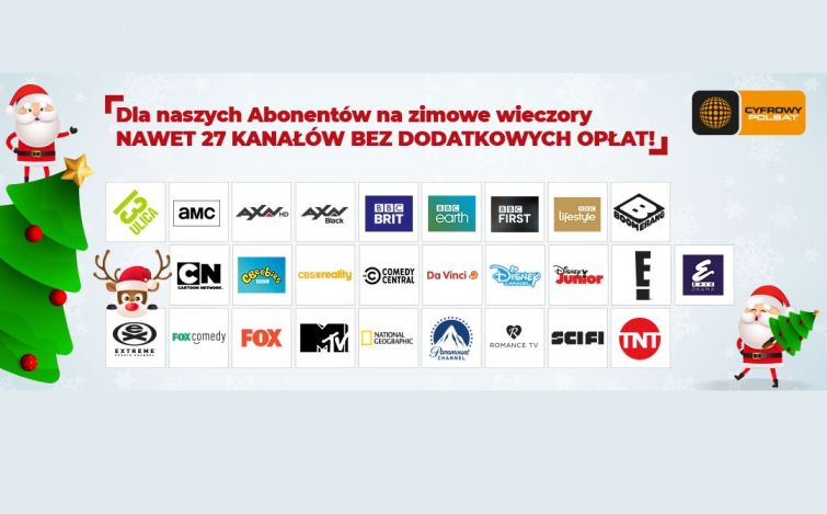 Świąteczny prezent od Cyfrowego Polsatu i IPLI - ponad 20 dodatkowych kanałów TV
